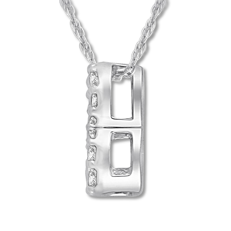 Diamond Initial B Necklace 1/20 ct tw Round 10K White Gold