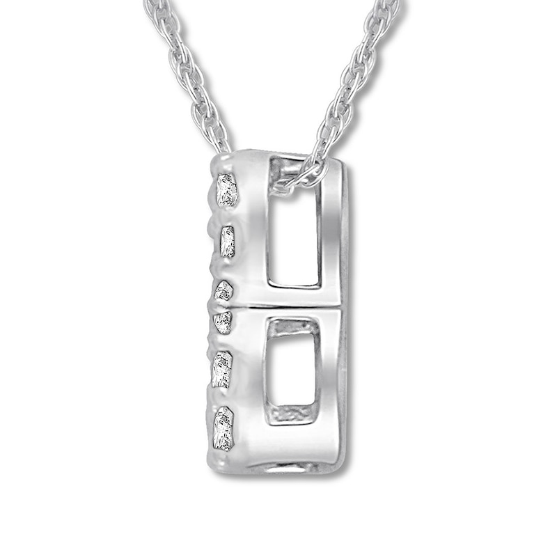 Main Image 2 of Diamond Initial B Necklace 1/20 ct tw Round 10K White Gold