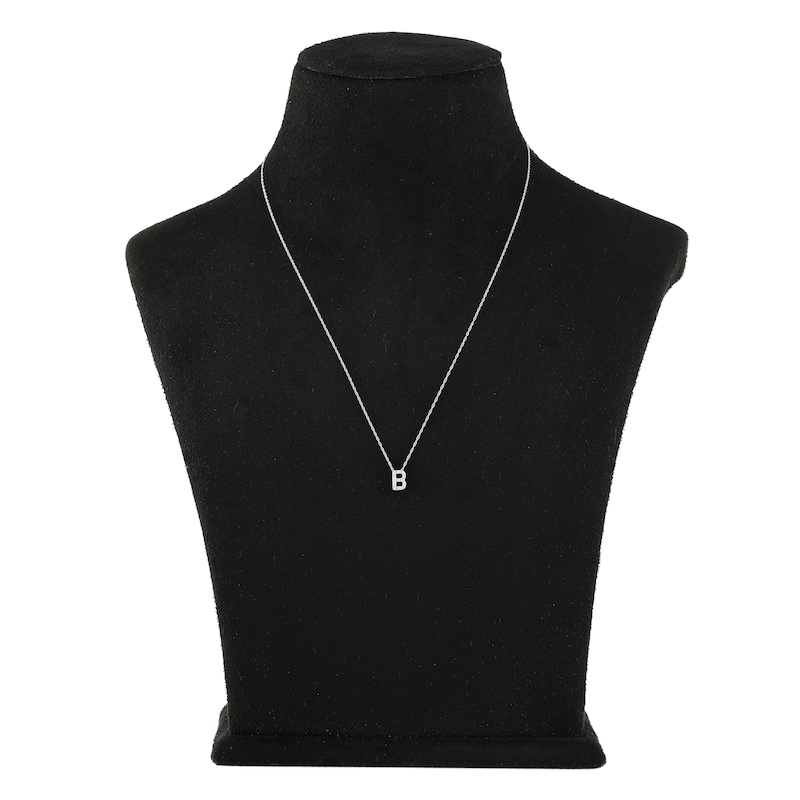 Main Image 3 of Diamond Initial B Necklace 1/20 ct tw Round 10K White Gold