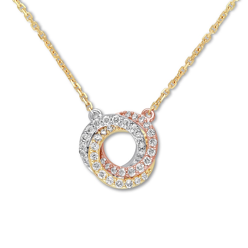 Diamond Circle Necklace 1/4 Carat tw 14K Tri-Color Gold