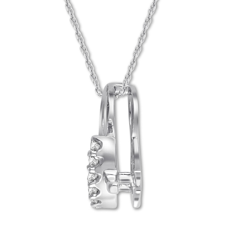 Main Image 2 of Diamond Ampersand Necklace 1/20 ct tw Round 14K White Gold