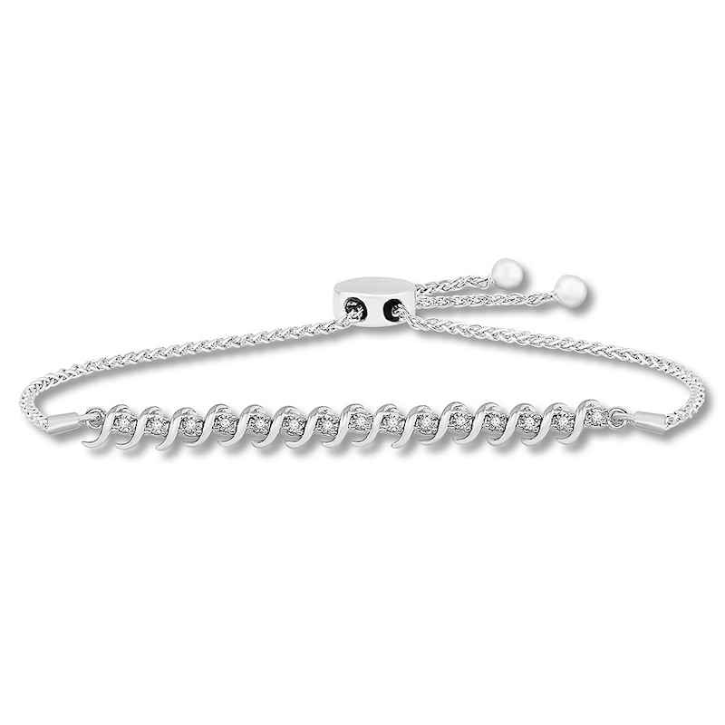 Main Image 1 of Diamond Swirl Bolo Bracelet 1/10 ct tw Round Sterling Silver