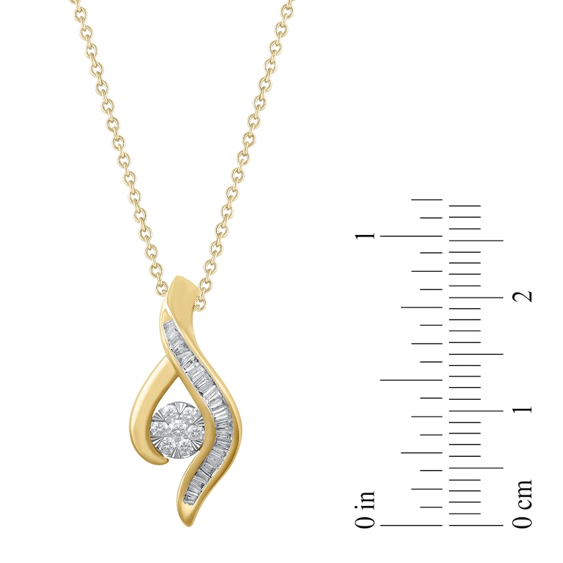 Diamond Necklace 1/6 ct tw Baguette/Round 10K Two-Tone Gold
