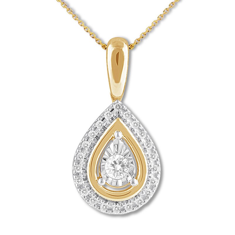 Main Image 1 of Diamond Necklace 1/5 ct tw Round-cut 10K Yellow Gold