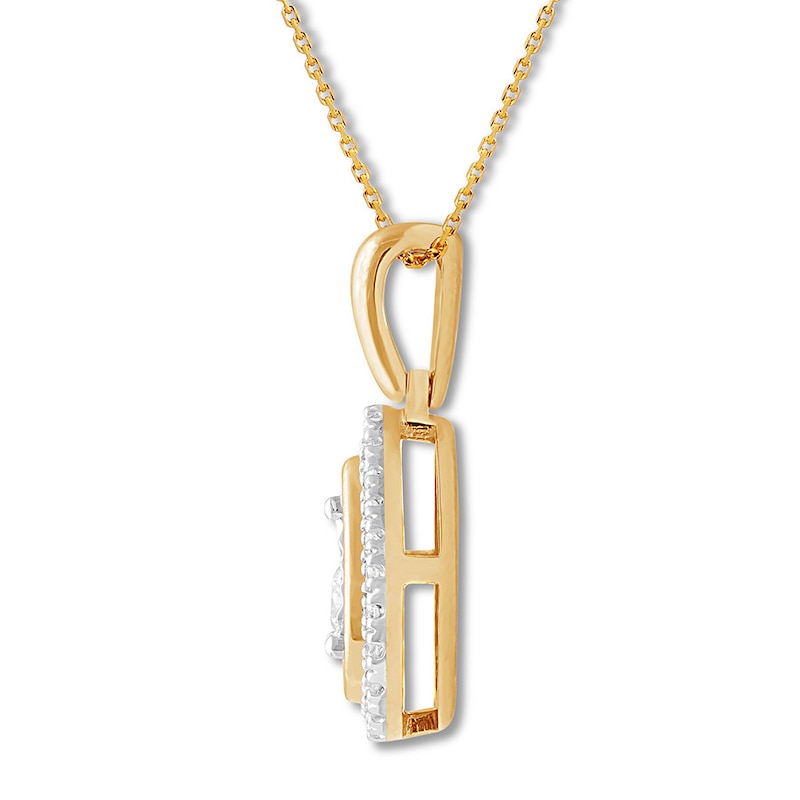 Main Image 2 of Diamond Necklace 1/5 ct tw Round-cut 10K Yellow Gold