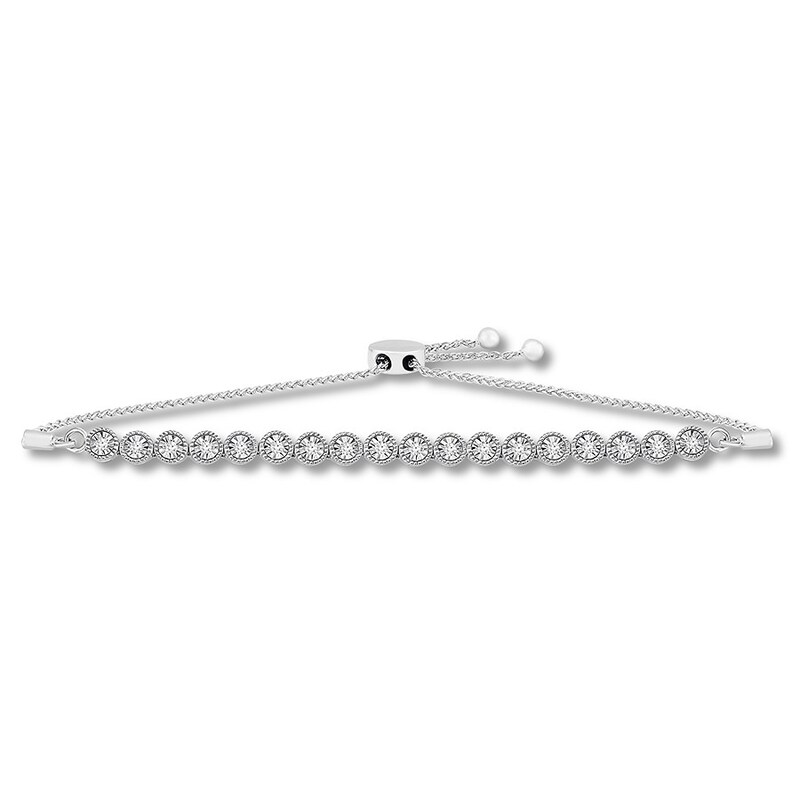 Diamond Bolo Bracelet 1/6 ct tw Round Sterling Silver