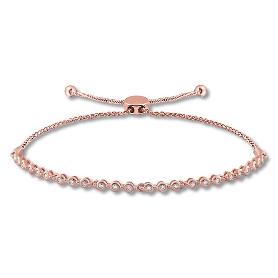 Jared The Galleria Of Jewelry Diamond Bolo Bracelet 1/4 ct tw Bezel-set 10K Rose Gold