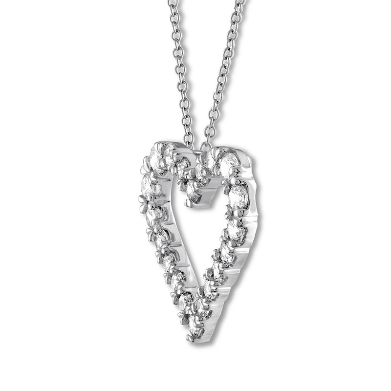 Diamond Heart Necklace 3/4 ct tw Round 14K White Gold