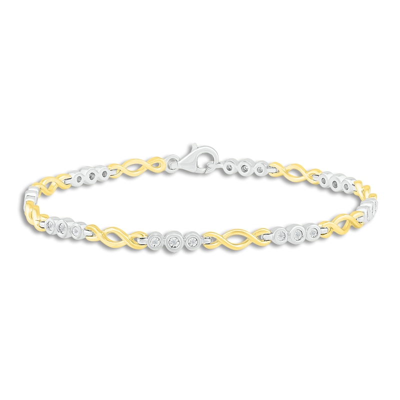 Diamond Bracelet 1/10 ct tw Round Sterling Silver/10K Gold