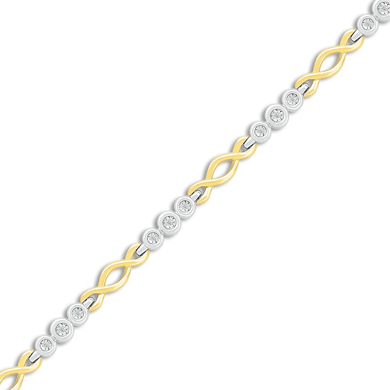 Main Image 2 of Diamond Bracelet 1/10 ct tw Round Sterling Silver/10K Gold
