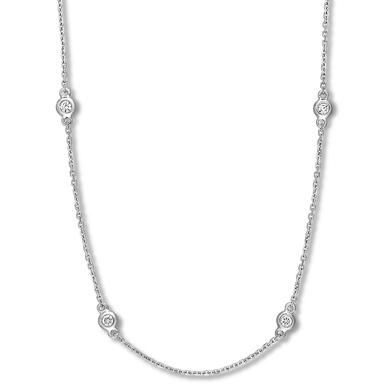 Diamond Station Necklace 1/4 carat tw Bezel-set 14K White Gold