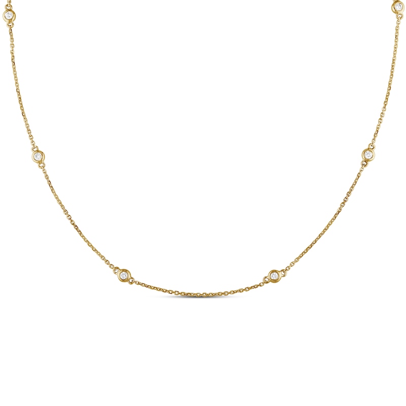 Main Image 1 of Diamond Station Necklace 1/4 carat tw Bezel-set 14K Yellow Gold