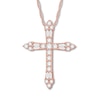 Thumbnail Image 0 of Diamond Cross Necklace 5/8 ct tw Round/Baguette 14K Rose Gold