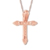 Thumbnail Image 2 of Diamond Cross Necklace 5/8 ct tw Round/Baguette 14K Rose Gold