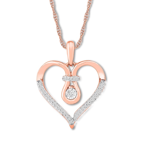 Diamond Heart Necklace 1/10 ct tw Round-cut 10K Rose Gold | Jared
