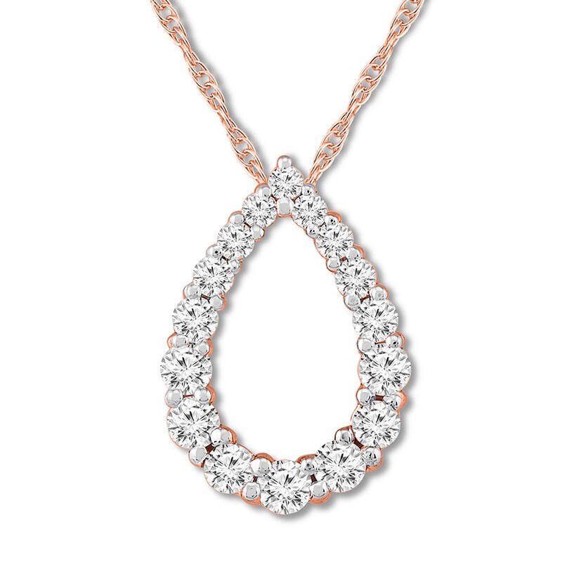 Diamond Teardrop Necklace 1/2 ct tw Round 10K Rose Gold