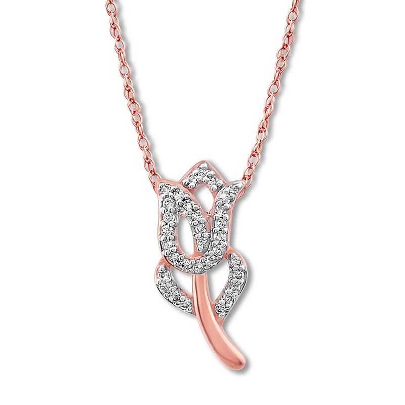 Diamond Flower Necklace 1 10 Ct Tw Round Cut 10k Rose Gold Jared - Rose Bud Personalized Diamond Pendant Diamond Flower Necklace 1 10 Ct Tw Round Cut 10k Rose Gold Jared - Rose Bud Personalized Diamond Pendant