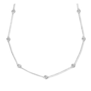 Diamond Station Necklace 1/4 ct tw Bezel-set 10K White Gold 17