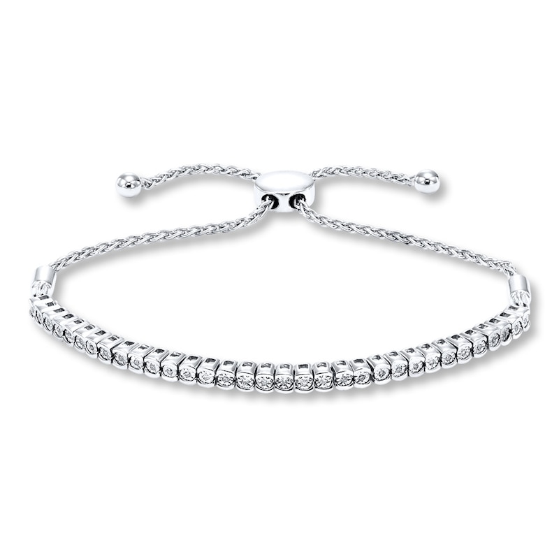 Main Image 1 of Diamond Bolo Bracelet 1/15 ct tw Round Sterling Silver