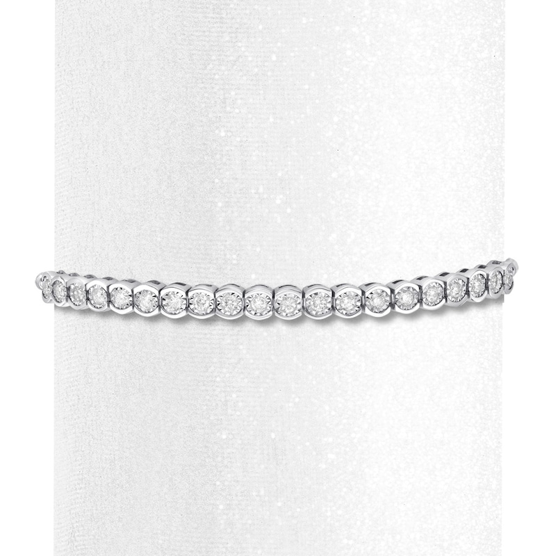 Main Image 2 of Diamond Bolo Bracelet 1 carat tw Round Sterling Silver