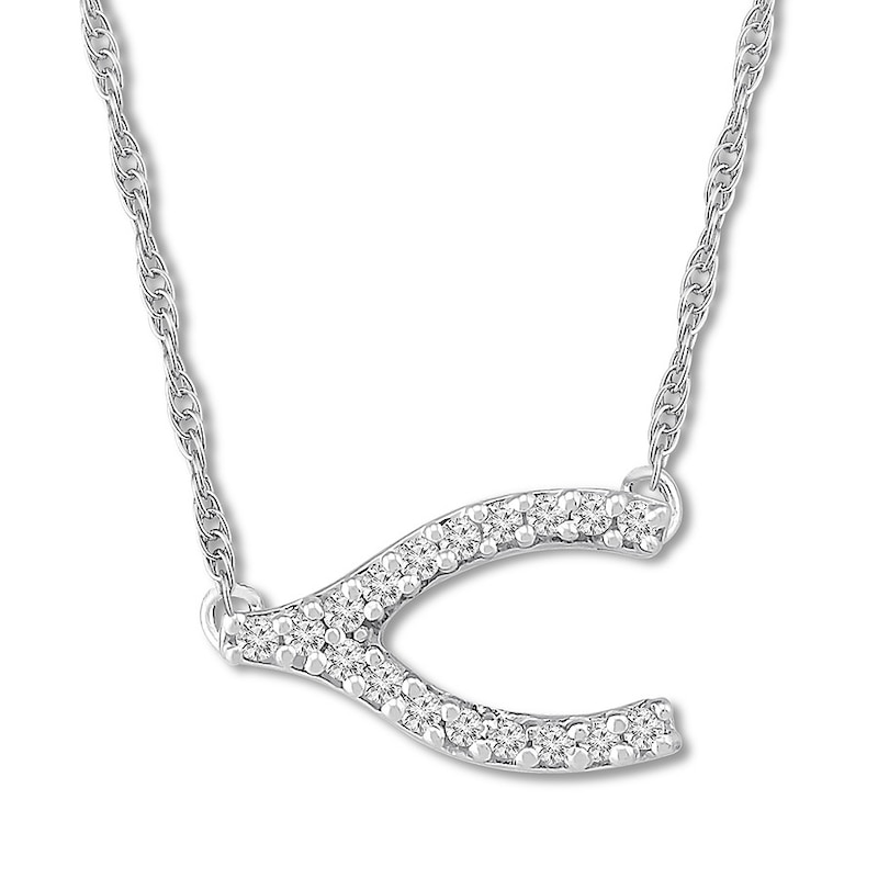 Main Image 1 of Wishbone Necklace 1/10 ct tw Diamonds Sterling Silver