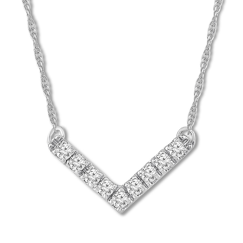 Diamond Chevron Necklace 1/6 ct tw Round Sterling Silver
