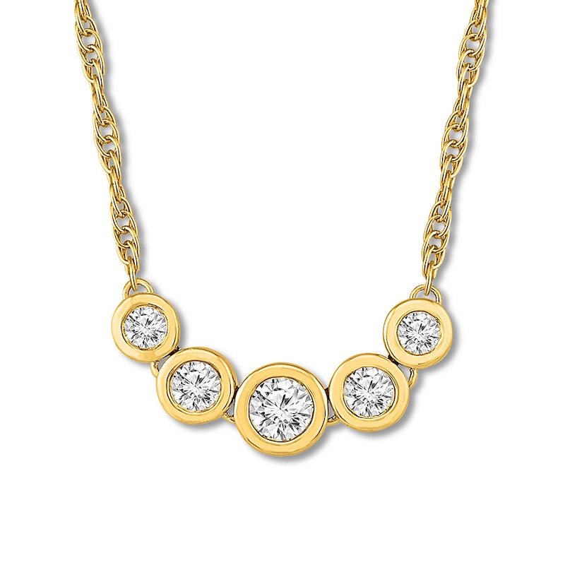 Diamond Necklace 3/4 ct tw Bezel-set Round 10K Yellow Gold