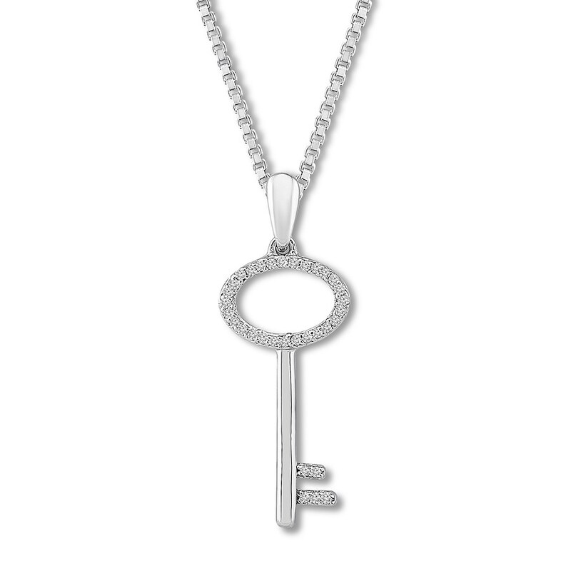 Key Necklace 1/20 ct tw Diamonds Sterling Silver