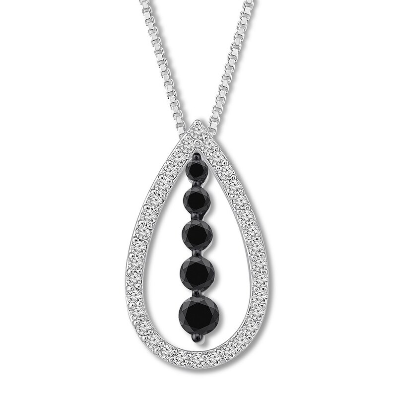 Black/White Diamond Necklace 1/2 ct tw 10K White Gold