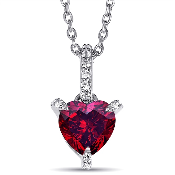 Heart Birthstone with Lab-Created White Sapphire or Lab-Grown Diamond Accent Necklace (1 Stone)