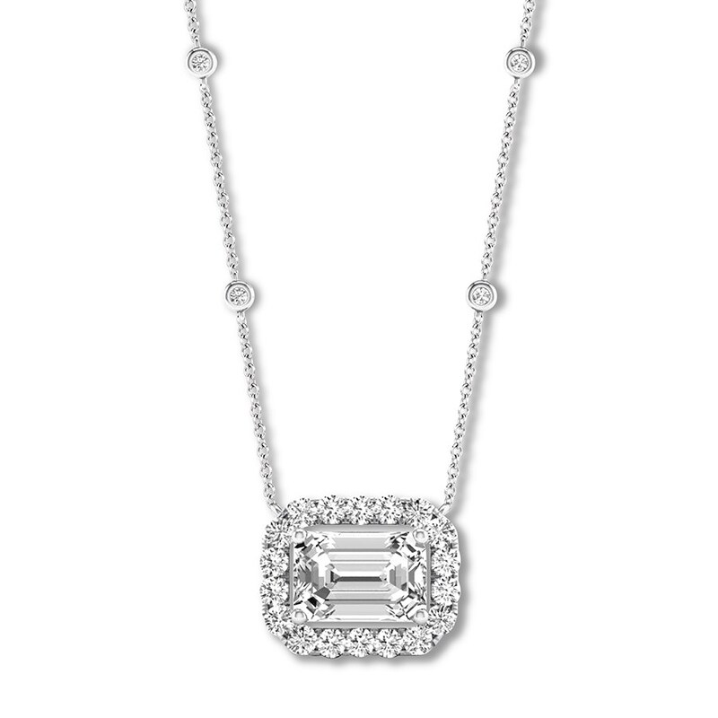 Diamond Necklace 1 ct tw Emerald-cut/Round 14K White Gold