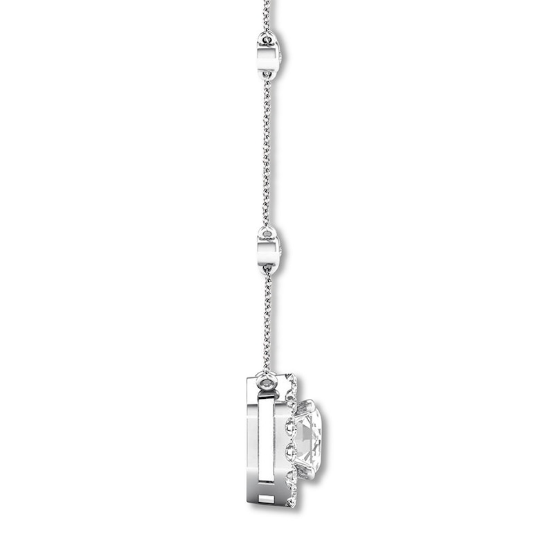 Main Image 2 of Diamond Necklace 1 ct tw Emerald-cut/Round 14K White Gold