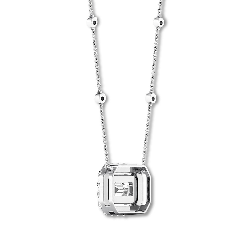Main Image 4 of Diamond Necklace 1 ct tw Emerald-cut/Round 14K White Gold