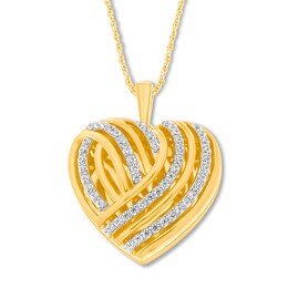 Diamond Heart Locket 1/3 ct tw Round-cut 10K Yellow Gold