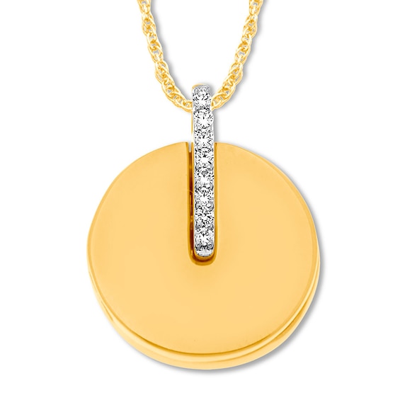 Jared The Galleria Of Jewelry Diamond Round Locket 1/10 ct tw Round-cut 10K Yellow Gold