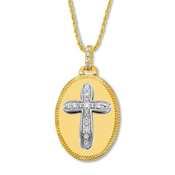 Jared The Galleria Of Jewelry Diamond Cross Locket 1/5 ct tw Round-cut 10K Yellow Gold