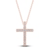 Thumbnail Image 0 of Diamond Cross Necklace 1/2 carat tw Round 10K Rose Gold