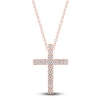 Thumbnail Image 1 of Diamond Cross Necklace 1/2 carat tw Round 10K Rose Gold
