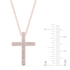 Thumbnail Image 2 of Diamond Cross Necklace 1/2 carat tw Round 10K Rose Gold