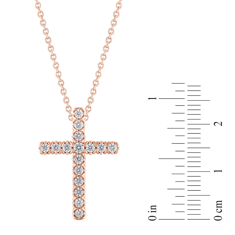 Diamond Cross Necklace 1/2 carat tw Round 10K Rose Gold