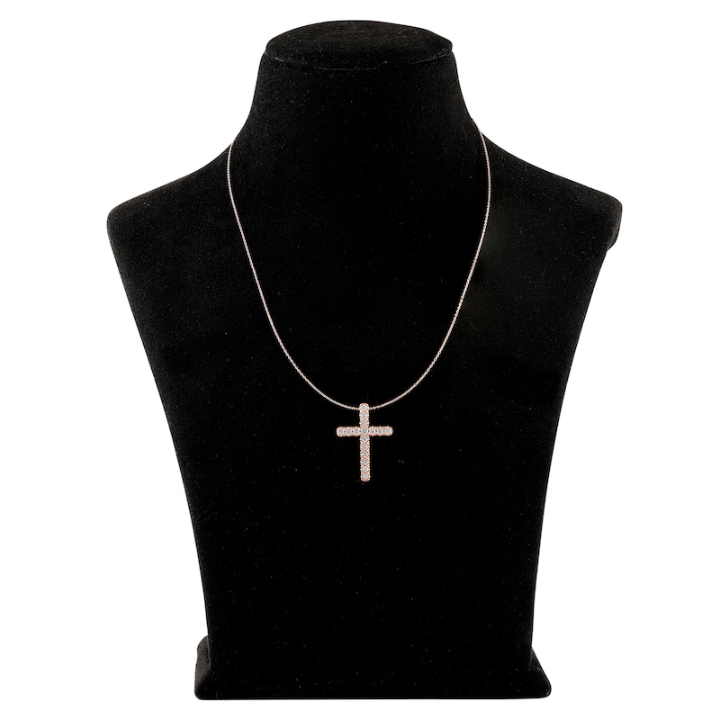 Main Image 4 of Diamond Cross Necklace 1/2 carat tw Round 10K Rose Gold