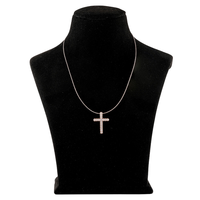 Diamond Cross Necklace 1/2 carat tw Round 10K Rose Gold