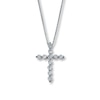 Thumbnail Image 1 of Diamond Cross Necklace 1/3 ct tw Round 14K White Gold