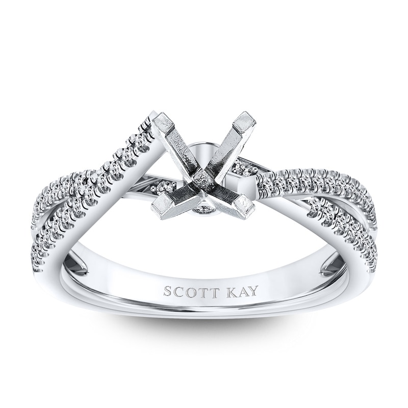 Scott Kay Diamond Ring Setting 1/4 ct tw Round 14K White Gold