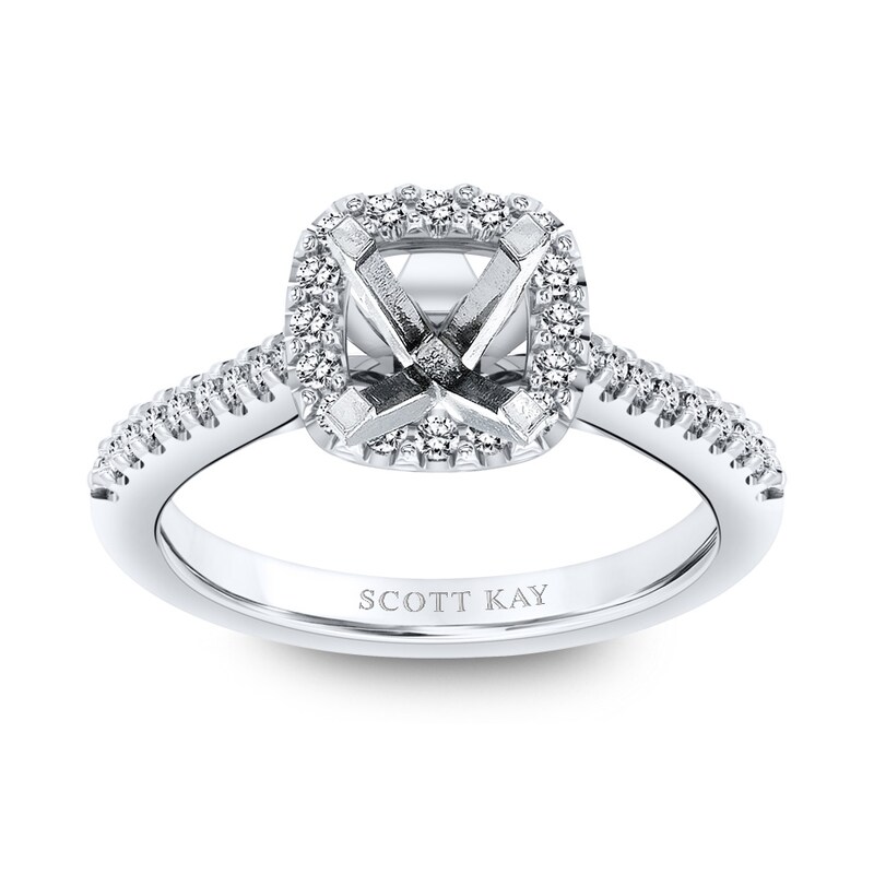 Scott Kay Diamond Ring Setting 1/3 ct tw Round 14K White Gold