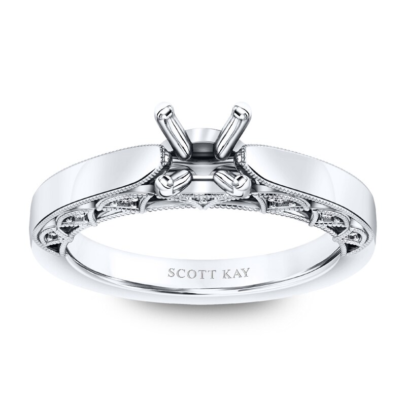 Scott Kay Ring Setting 1/8 ct tw Round-cut 14K White Gold with 360