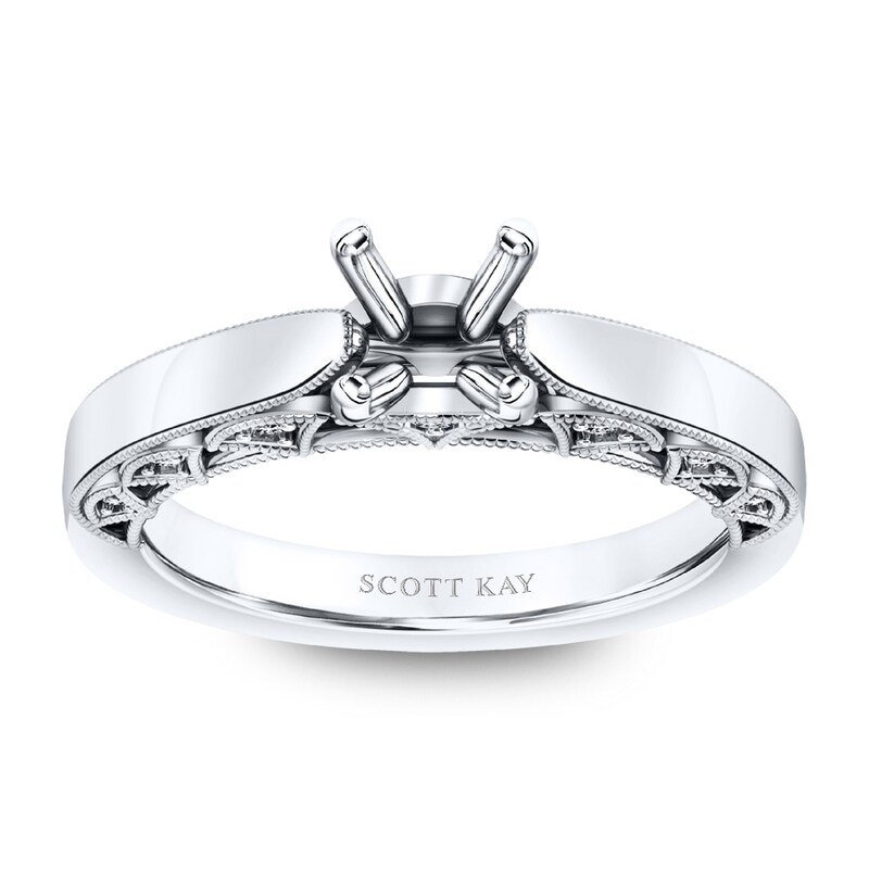 Scott Kay Ring Setting 1/8 ct tw Round-cut 14K White Gold