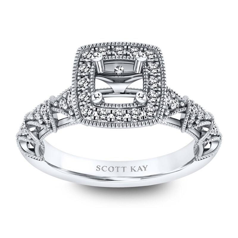 Scott Kay Bridal Ring Setting 1/2 ct tw Diamonds 14K White Gold