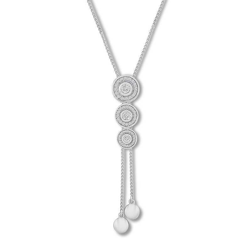 Diamond Bolo Necklace 1/6 ct tw Round Sterling Silver