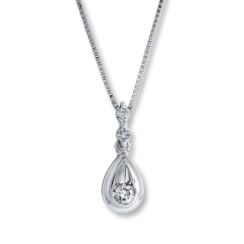 Main Image 1 of Diamond Necklace 1/8 ct tw Round 10K White Gold